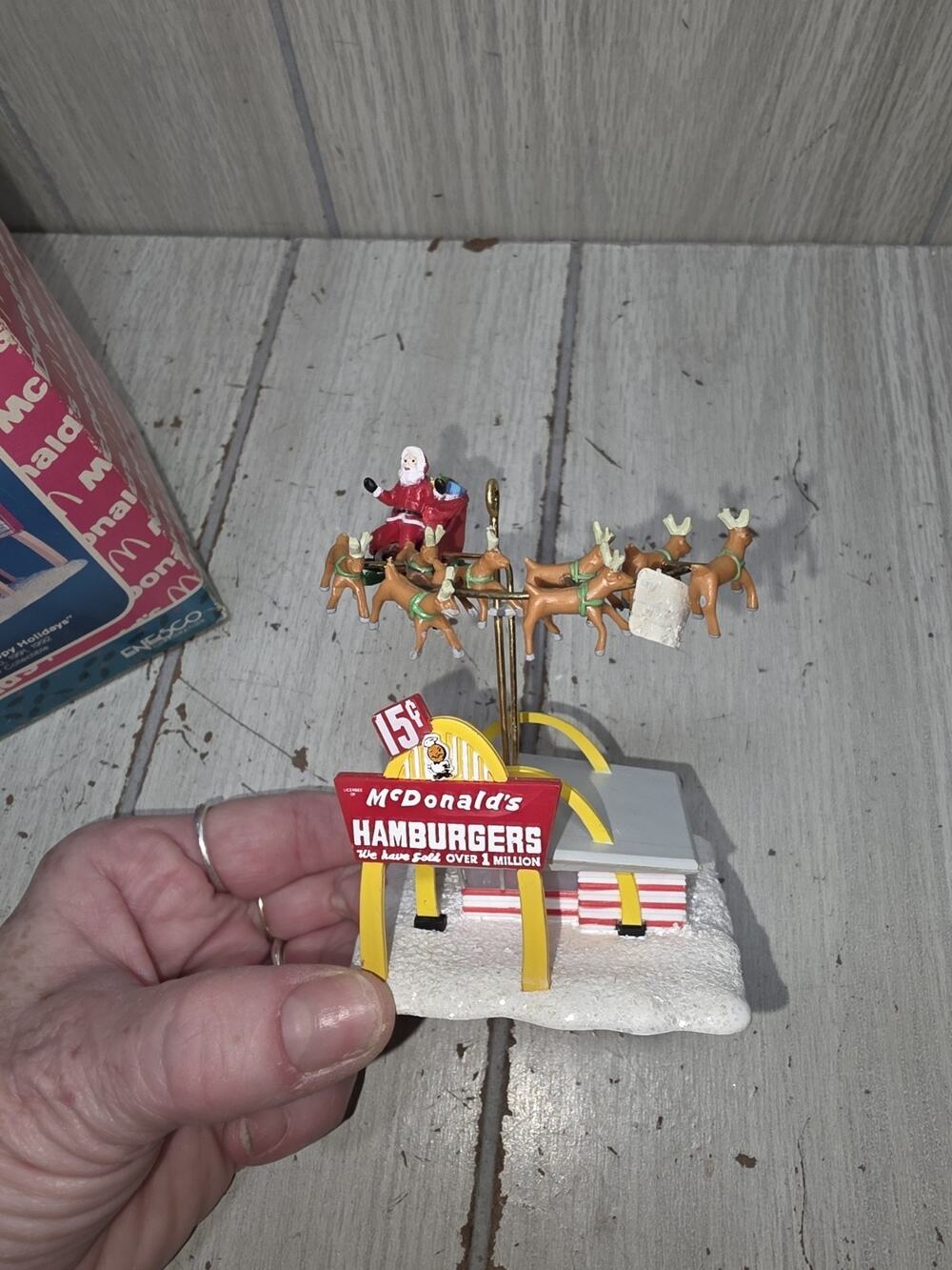 Vintage Enesco 1990 McDonalds Christmas Ornament Heading For Happy Holidays